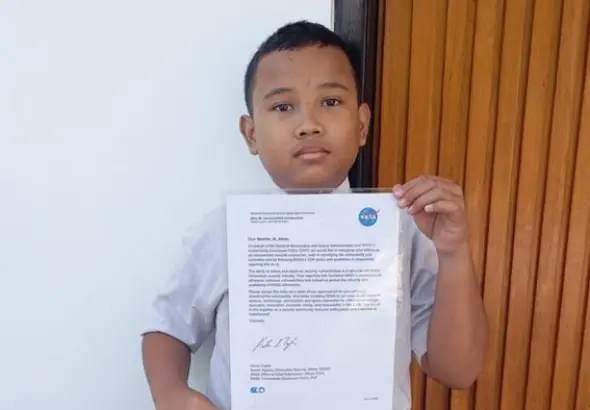Ibrahim Al Abrar seorang siswa Sd kelas 6 asal boyolali yang temukan celah situs NASA (Foto: Arsip Ibrahim Al Abrar via Detikcom)